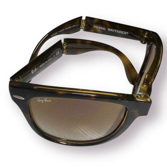 Ray-Ban RB4105 Wayfarer Folding Classic Sunglasses Polished Light Havana 710/51 - Picture 5 of 12